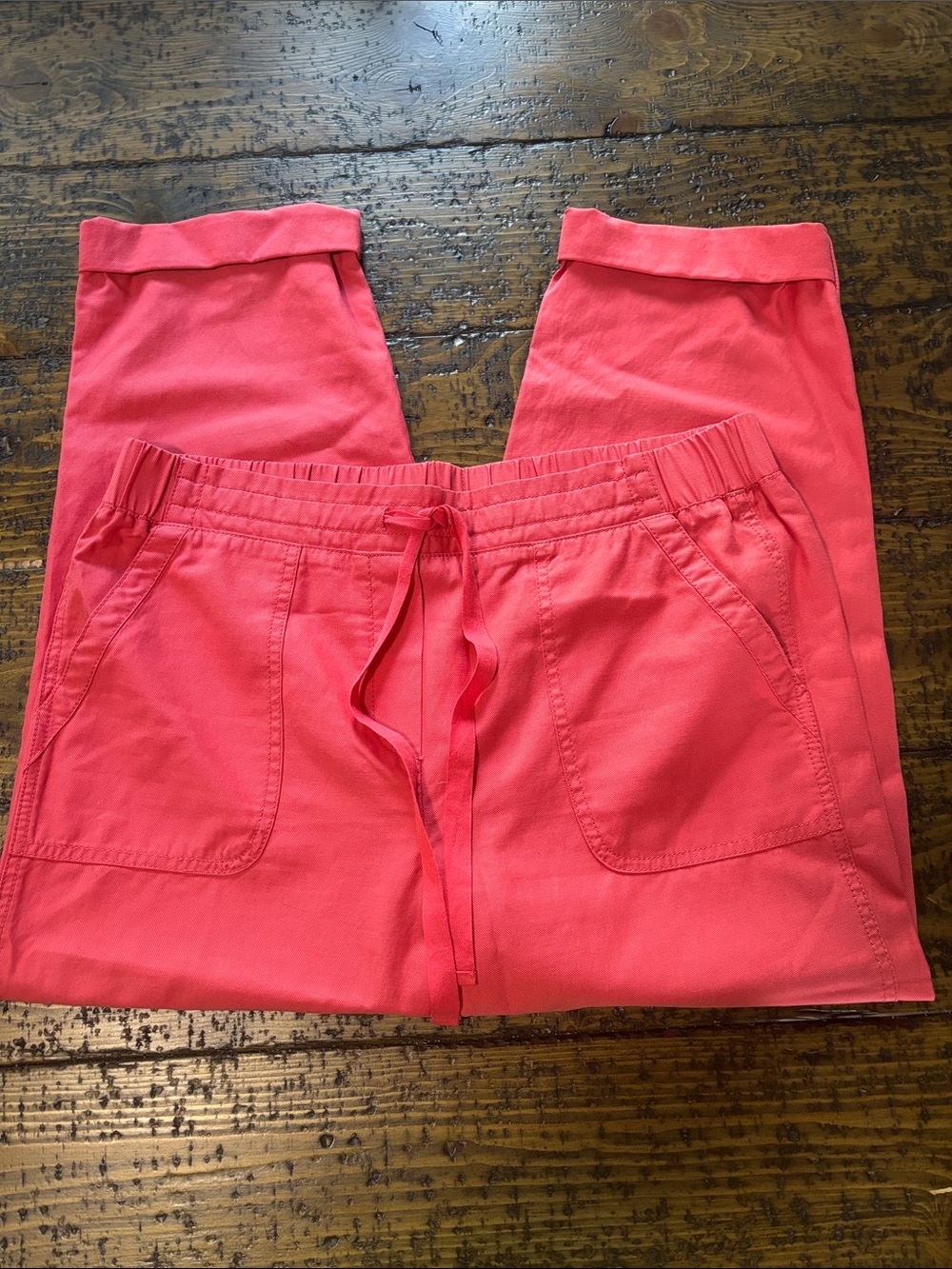 Talbots Drawstring Cuffed Crop Pants | Coral Pink | Size 12 NWOT